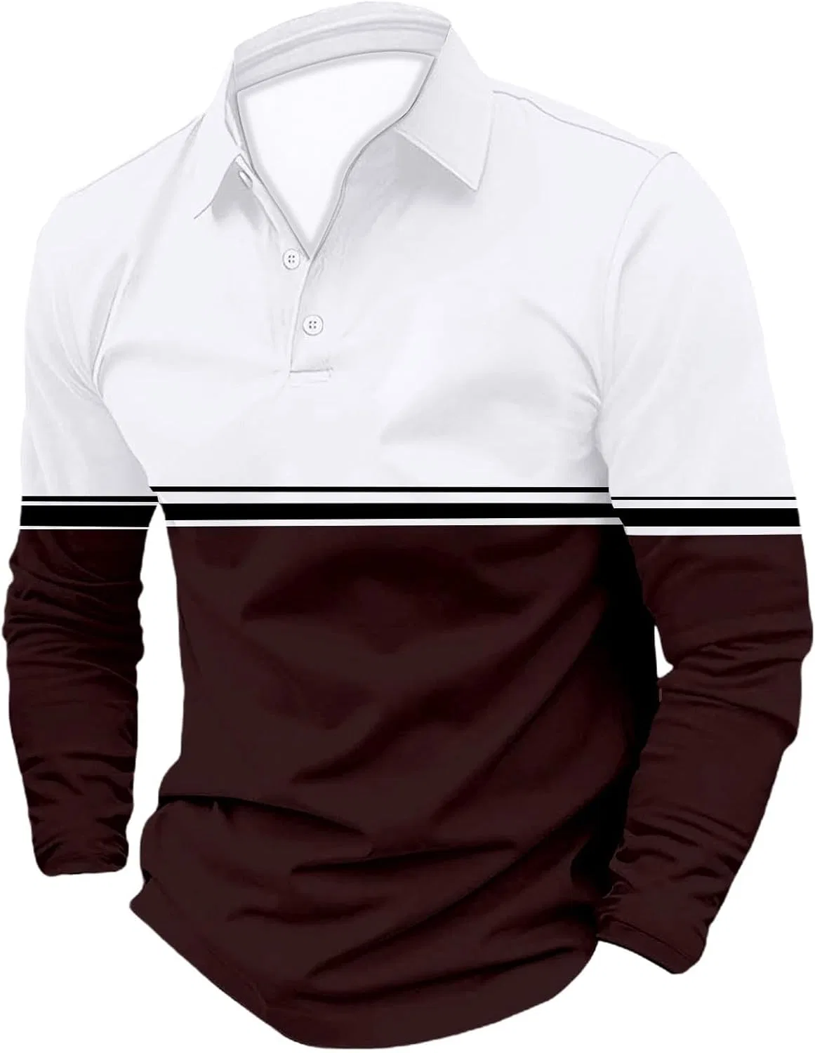 Мужская спортивная футболка поло с цветовыми блоками Golf T-Shirts, Coffee — фото 3