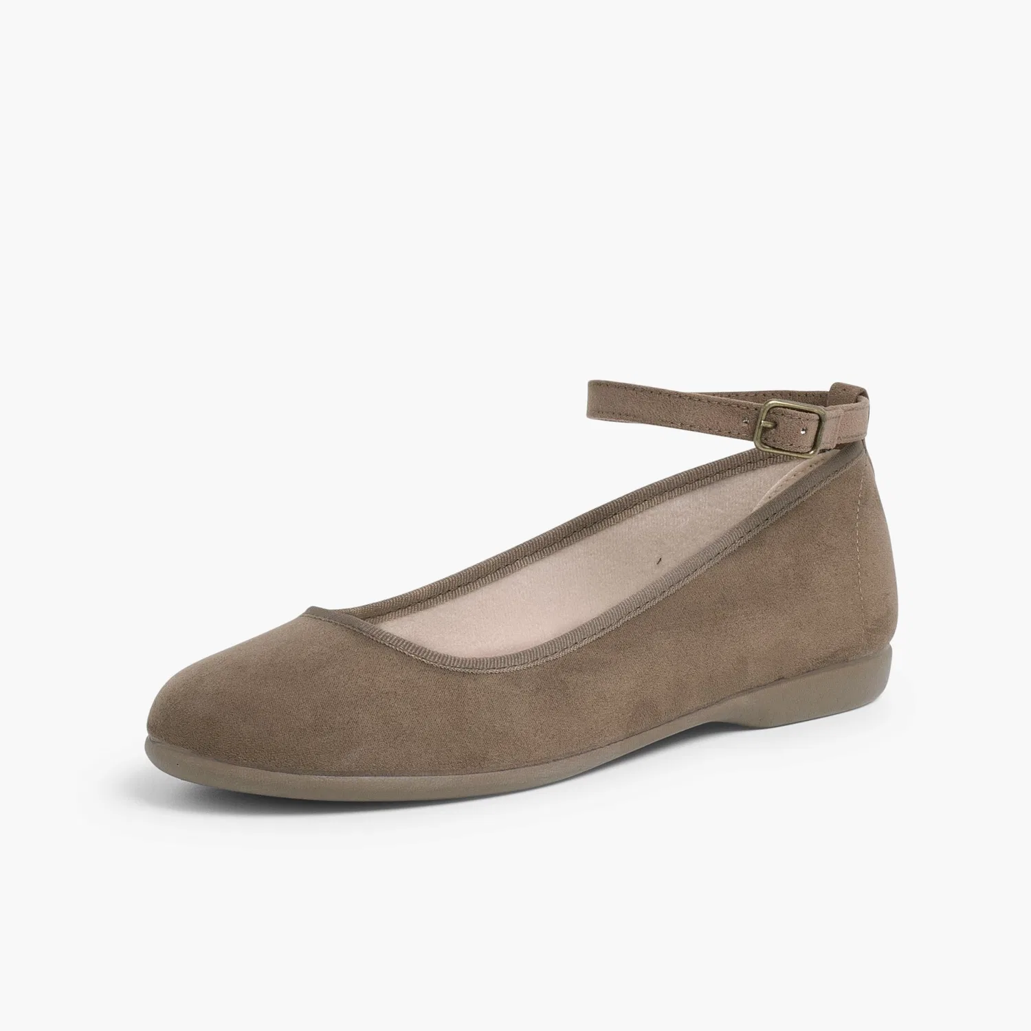 Детские балетки для девочек с сатиновыми лентами Pisamonas, Light Brown — фото 2