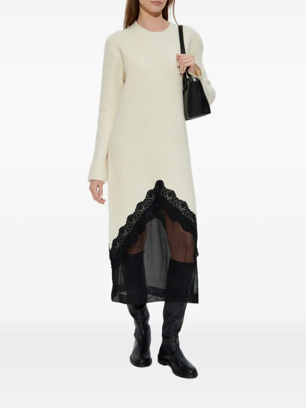 Платье миди с кружевными вставками Jil Sander, нейтральный — фото 2