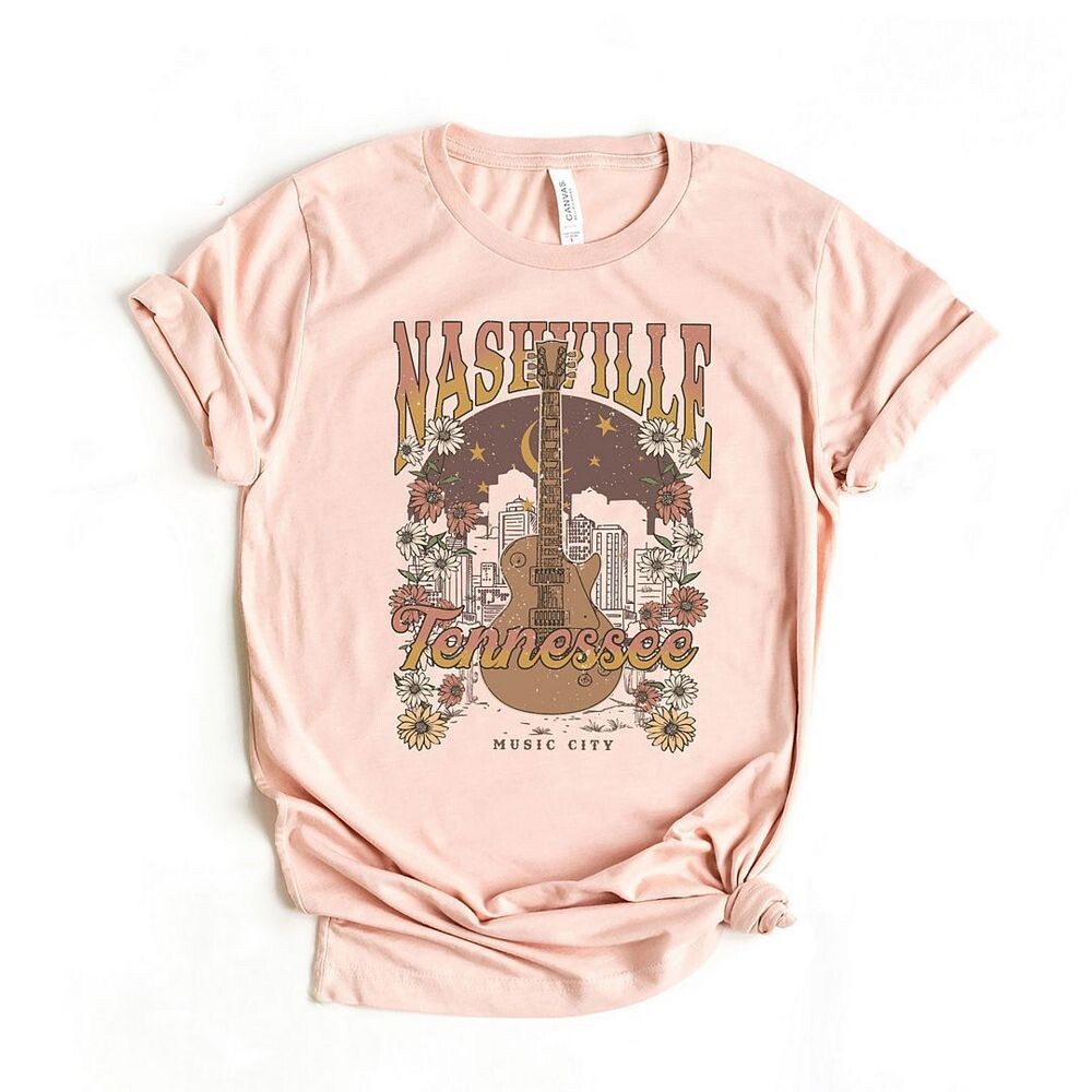 

Футболка с короткими рукавами и рисунком Nashville Tennessee Flowers Simply Sage Market, цвет Blush