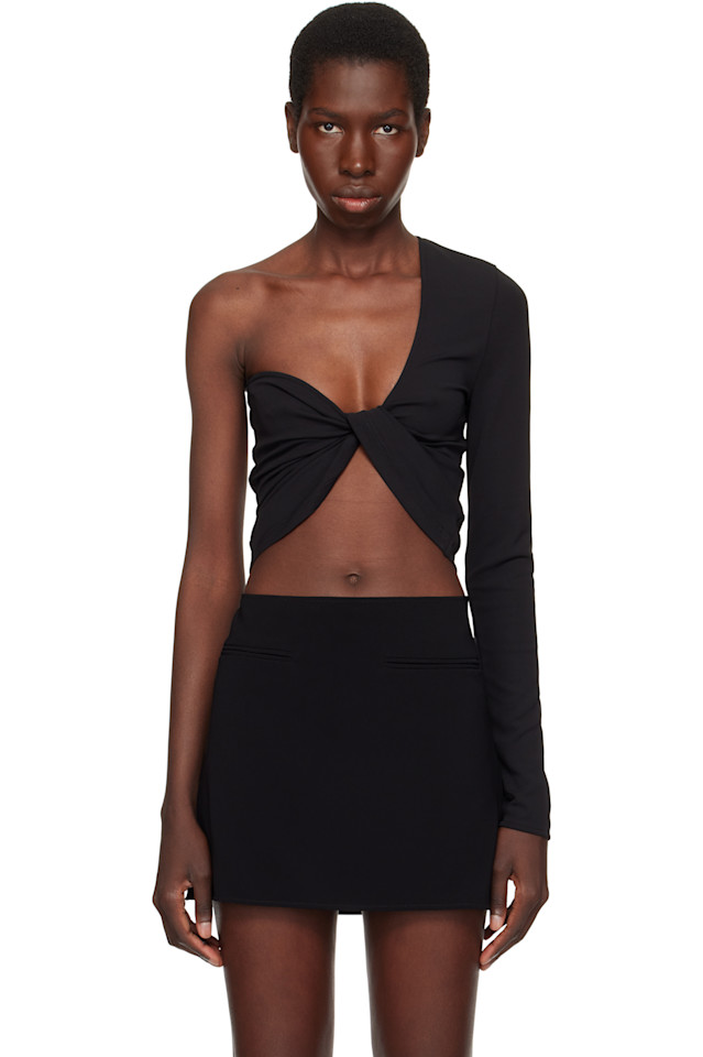 

Асимметричный укороченный топ Twist Courrèges, черный