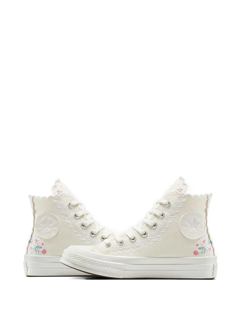 Кроссовки с вышитой кружевной отделкой Converse, белый — фото 2