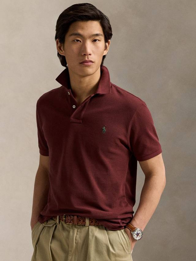 

Хлопковая поло Slim Fit с коротким рукавом Ralph Lauren, Red Wine