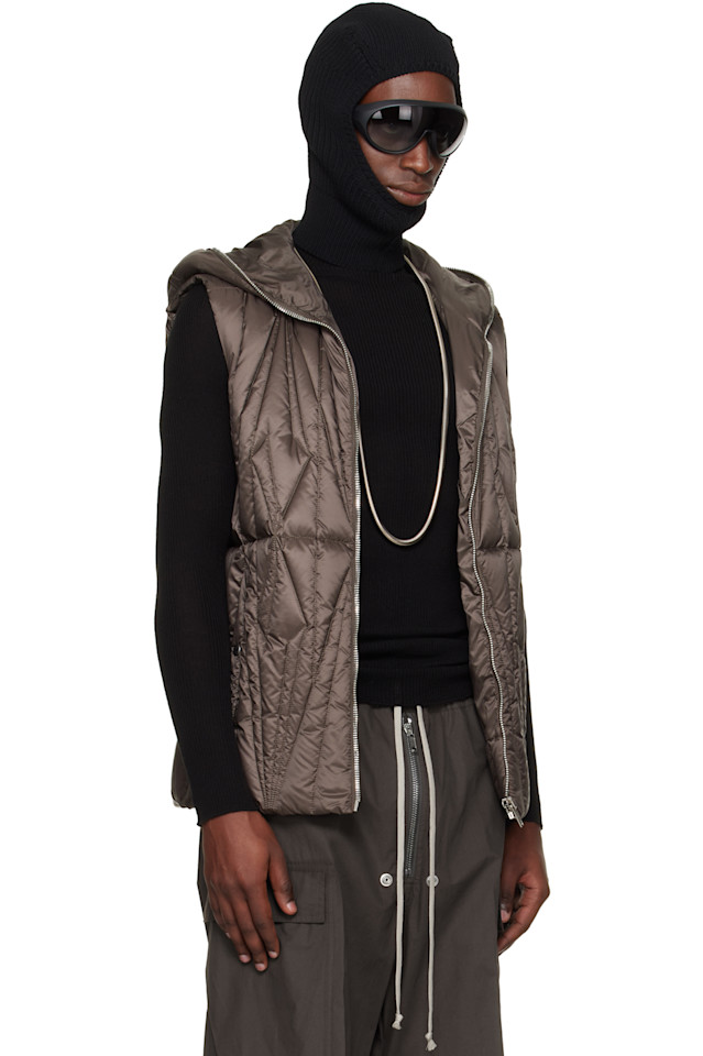 Rick Owens Жилет Moncler + Rick Owens серого цвета с геокамоном на молнии — фото 2