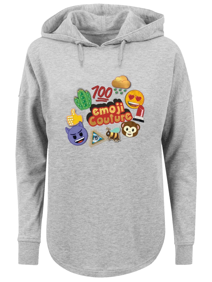 

Пуловер emoji couture Oversized Hoodie gold logo stylish icons, серый