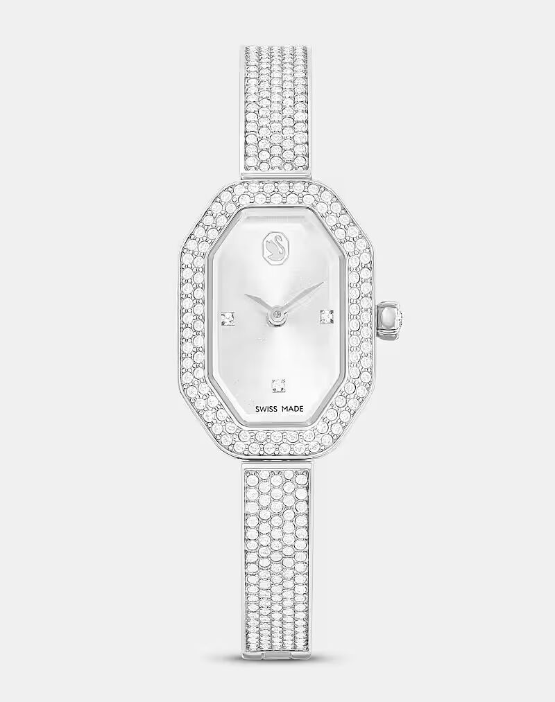 

Часы-браслет Dextera, швейцарское производство, металлический браслет, серебристый оттенок, нержавеющая сталь серебристого оттенка Swarovski