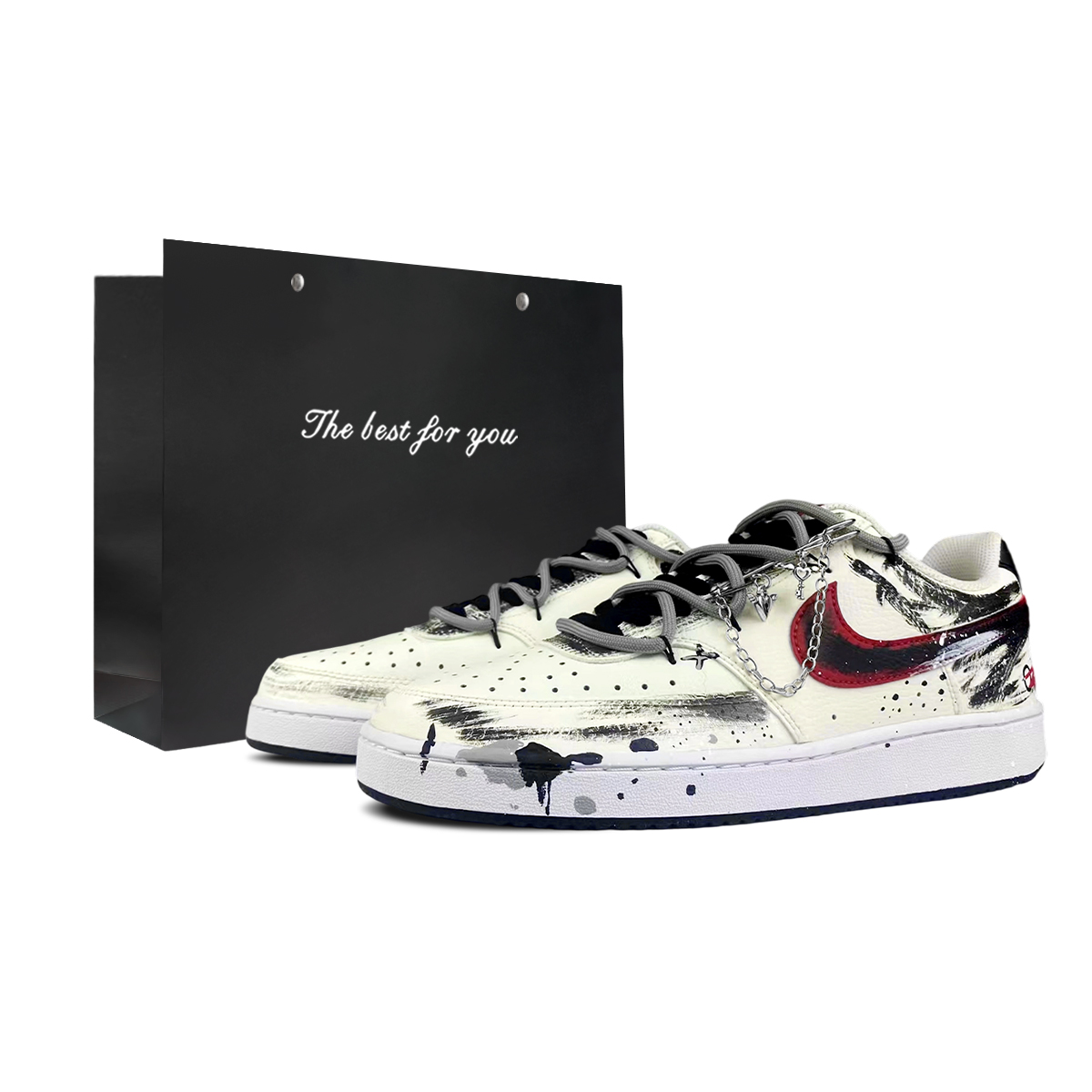 

Nike Кроссовки для скейтбординга Court Vision 1 мужские низкие белый/черный/красный