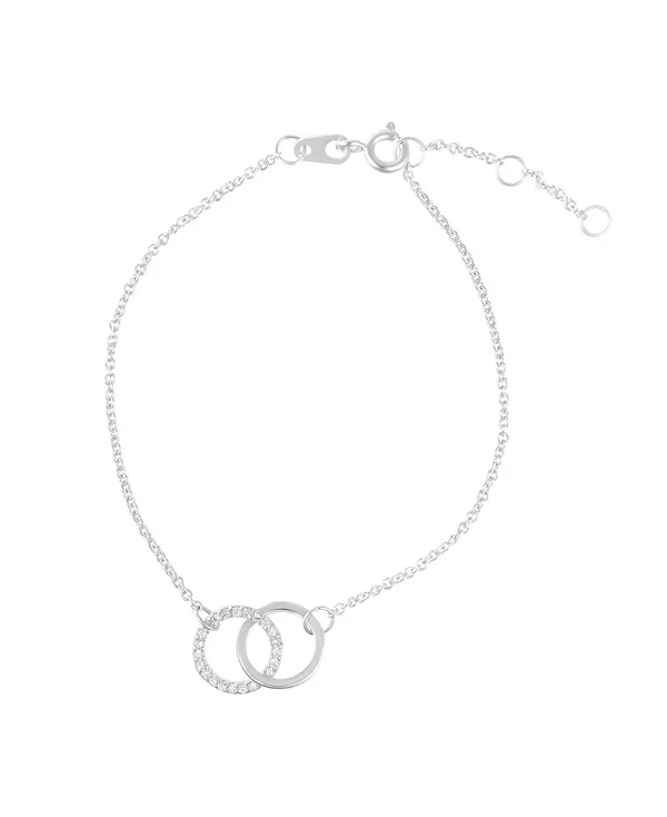 

Браслет с регулируемыми кольцами из кубических цирконий серебристого оттенка Adornia, silver