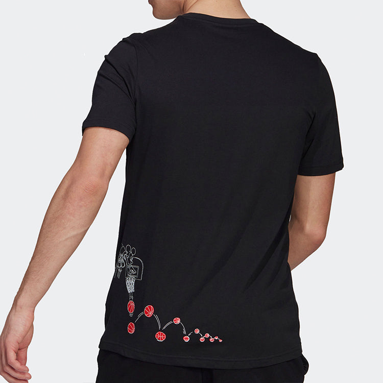 Футболка adidas Logo Alphabet Printing Round Neck Short Sleeve Black GL3221, черный — фото 3