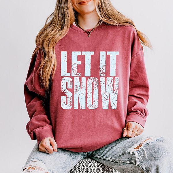 

Let it snow блок distressed - женский легкий свитшот с эффектом окрашивания Simply Sage Market, Crimson