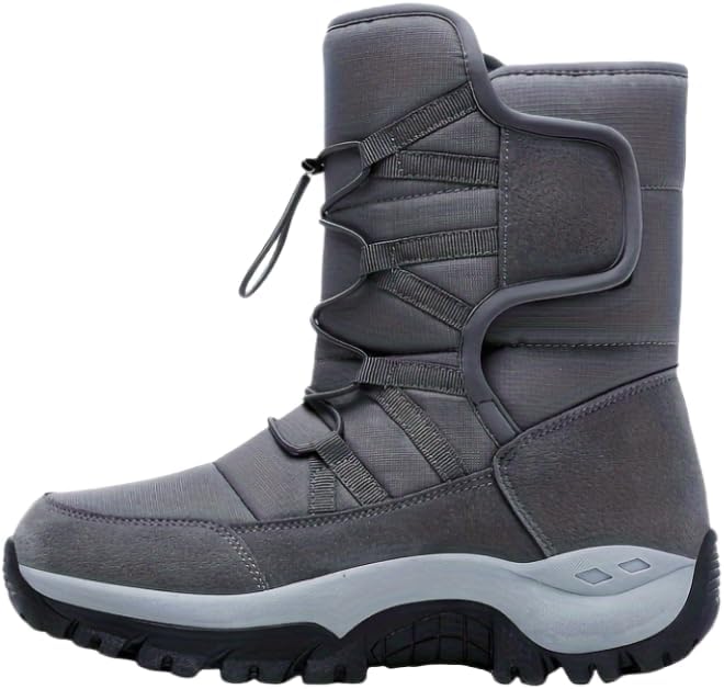 

Мужские однотонные высокие зимние ботинки с теплой плюшевой подкладкой, удобной противоскользящей резиновой подошвой, зимняя обувь для мужчин на открытом воздухе Hhhchpm, темно-серый