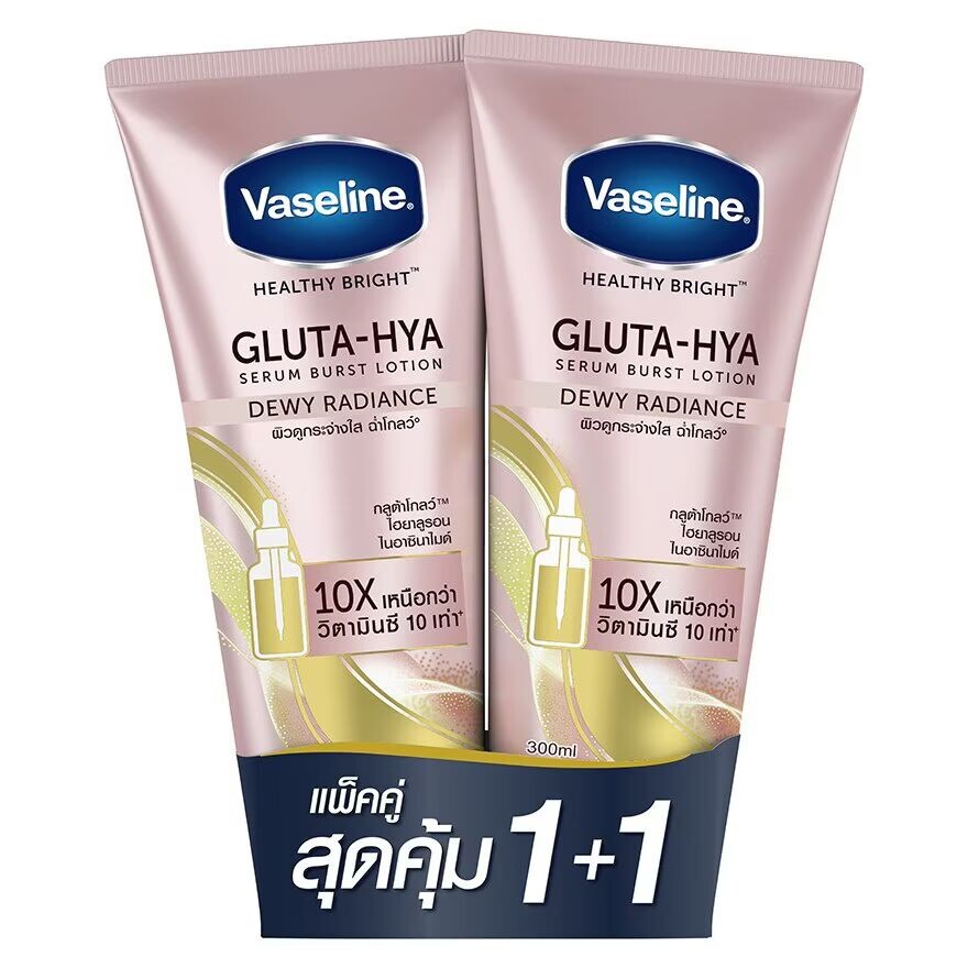 

Vaseline Healthy Bright Gluta Hya Serum Burst Лосьон Dewy Radiance, 300 мл, двойная упаковка, Rose gold