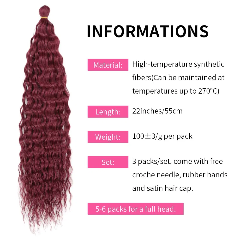 Комплект из 3 упаковок волос для афрокосичек Deep Twist Crochet Hair, 55 см Dsoar — фото 3