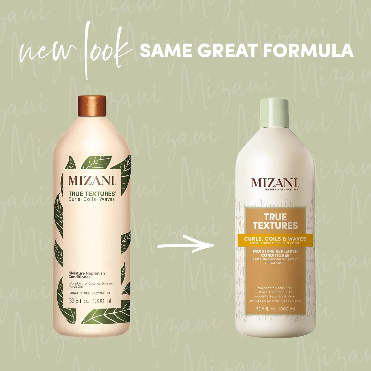 Кондиционер Mizani True Textures Moisture Replenish - Глубоко увлажняющий кондиционер для кудрявых волос с кокосовым и оливковым маслом, против пушистости, без силиконов и парабенов. Набор из 2 штук, Olive — фото 3