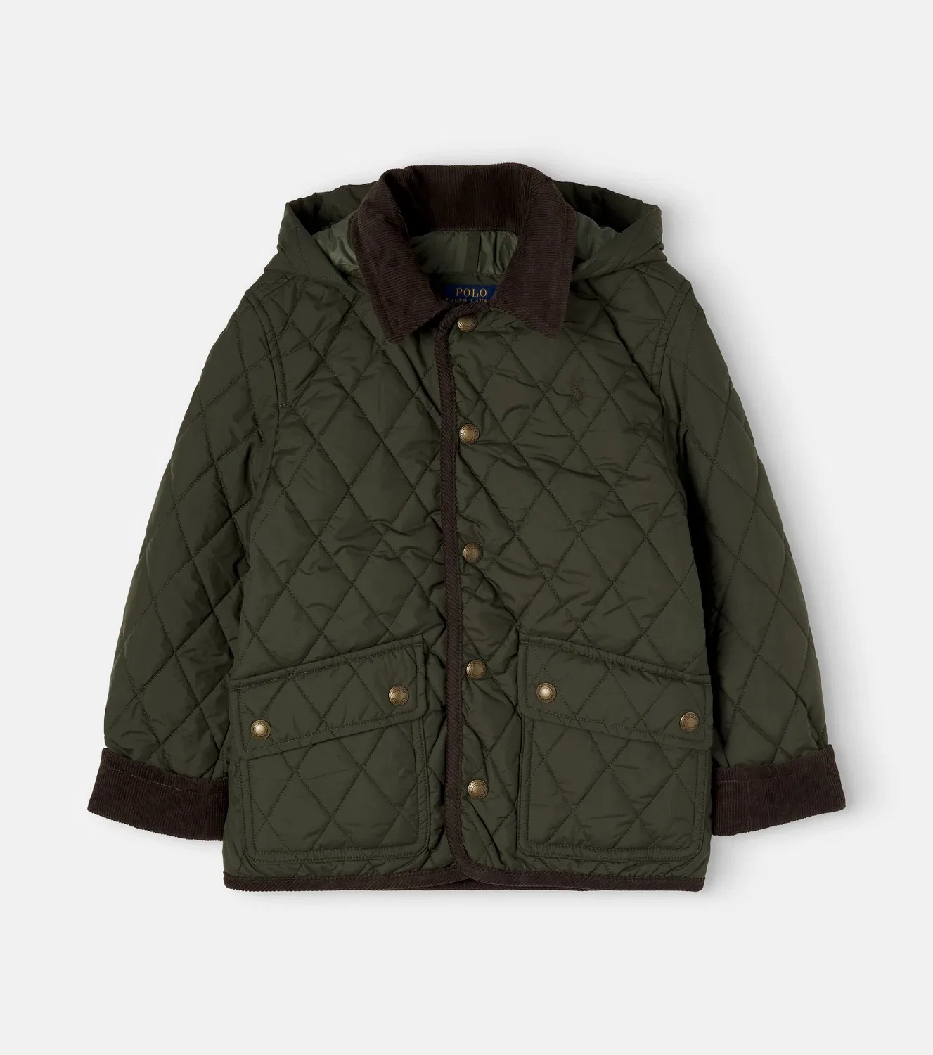 Стеганая куртка с вельветовой отделкой Polo Ralph Lauren Kids, зеленый