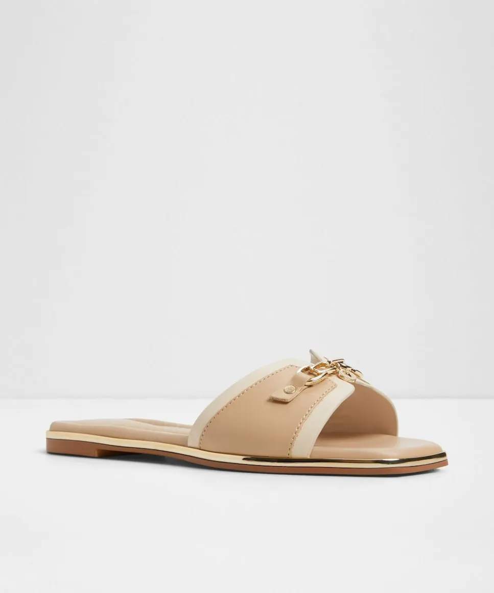 Женские сандалии на плоской подошве с квадратным носком Aldo, бежевый — фото 4