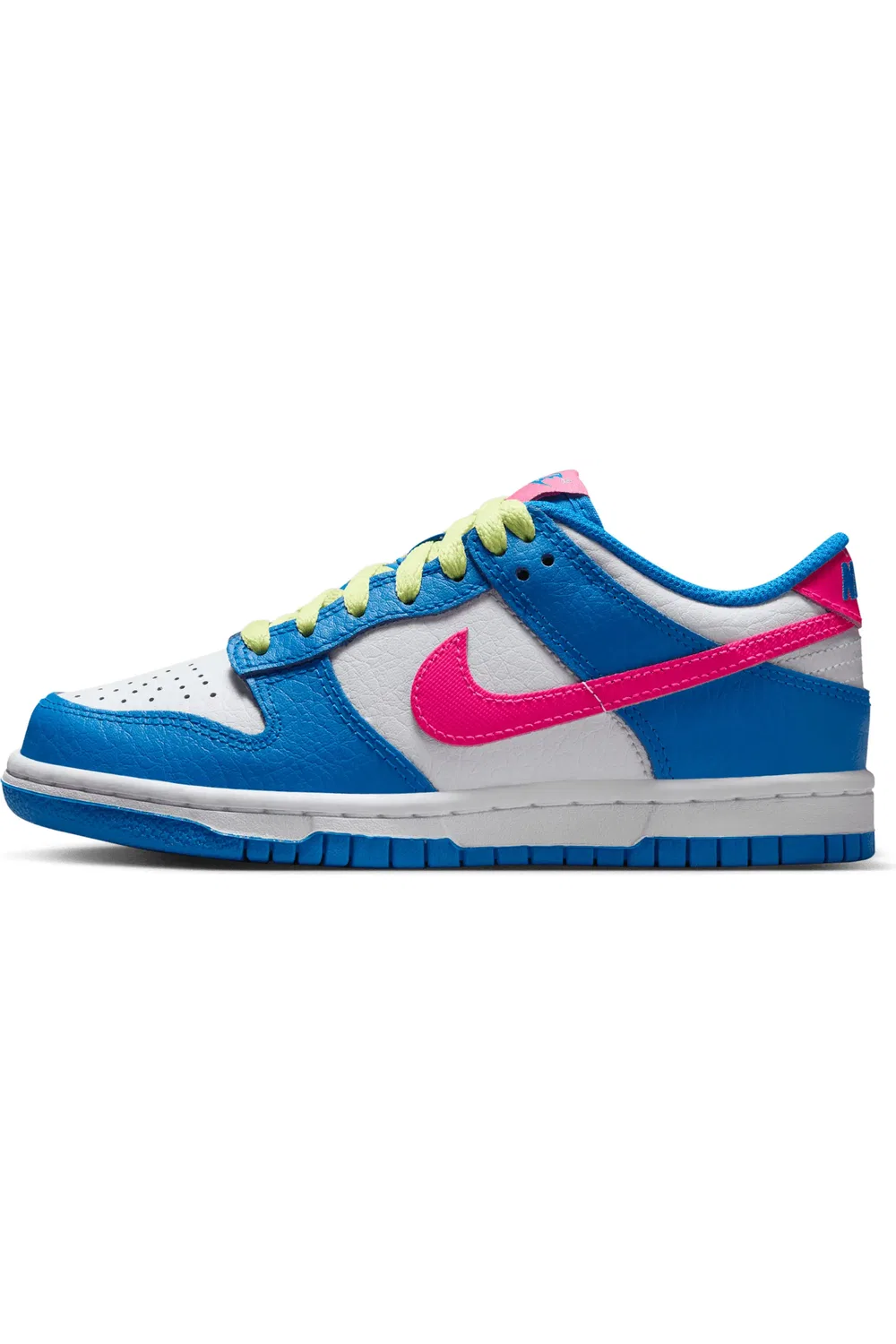 Детские кеды баскетбольные Dunk Low Nike, Blue/White/Light Lemon/Pink — фото 2