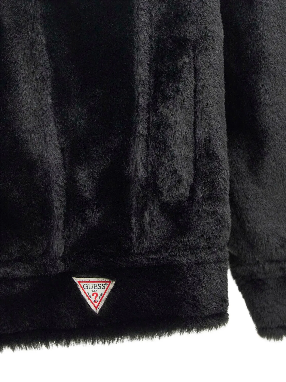 Меховая шуба стандартного кроя для девочки Guess, черный — фото 3