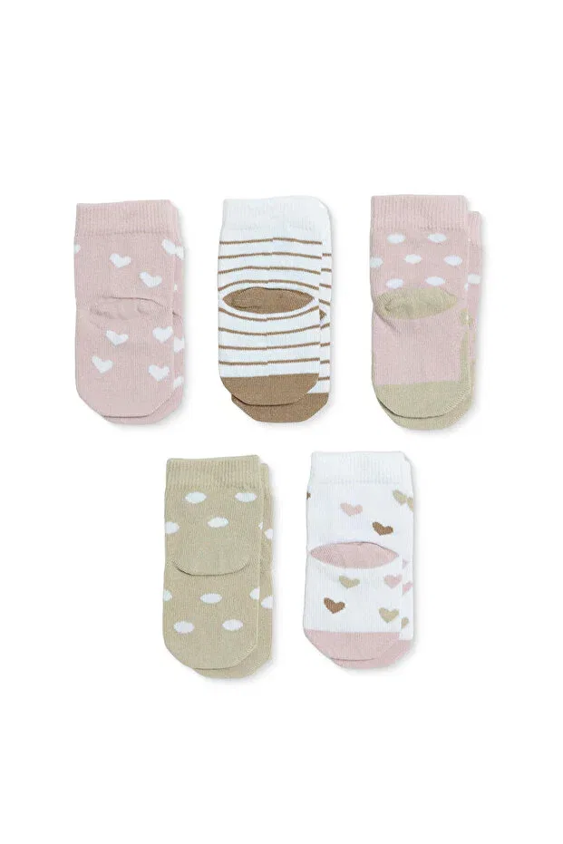 Детские носки для девочек с принтом Hellobaby Ebebek Hello Baby, Beige Printed — фото 2