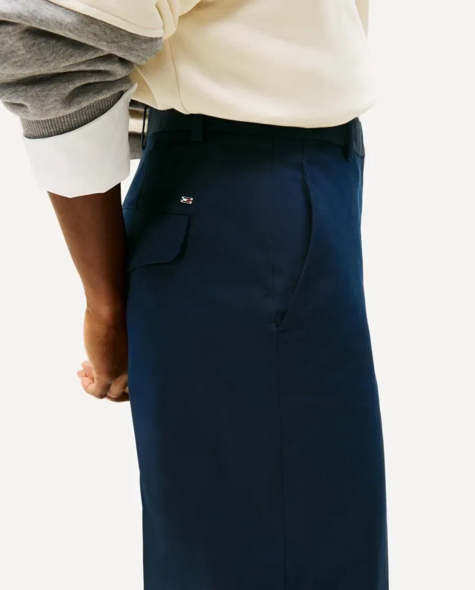 Женские брюки широкие из хлопка Tommy Hilfiger, Azul Marino — фото 3