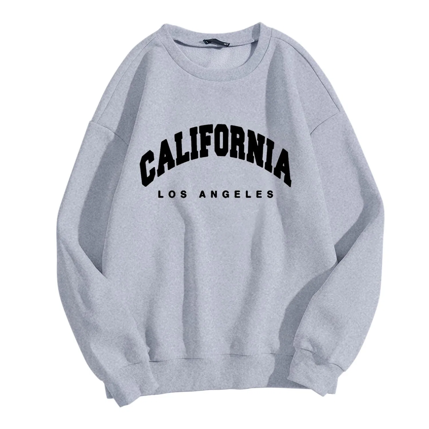 Женский свитшот с принтом Los Angeles California, свободного кроя, с длинным рукавом, Grey