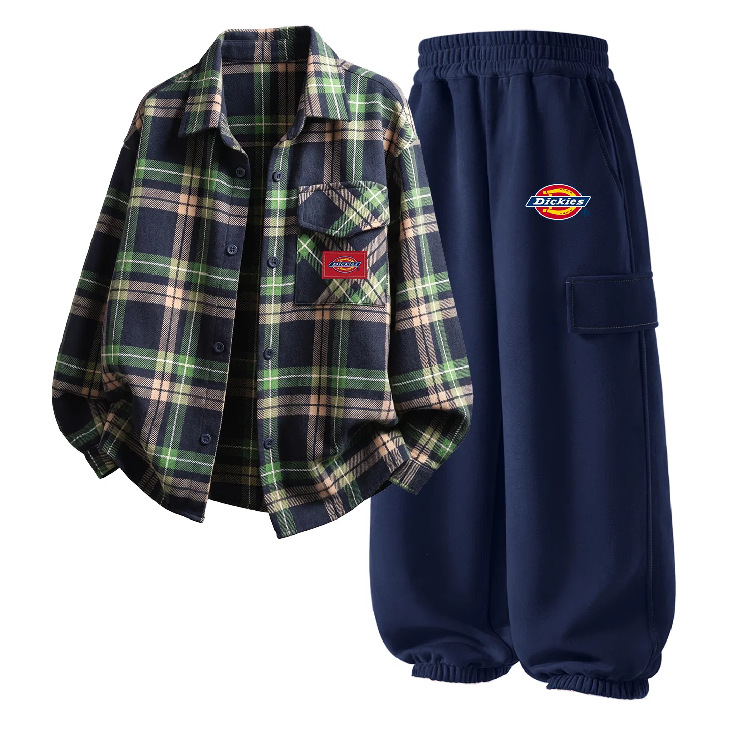 Детский спортивный комплект с принтом Swoozier Turquoise Plaid+Swoozier Logo Thick Black, Dickies — фото 4