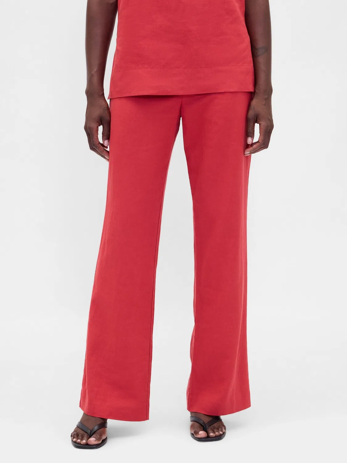 Брюки-клеш из льняной смеси Gap Red