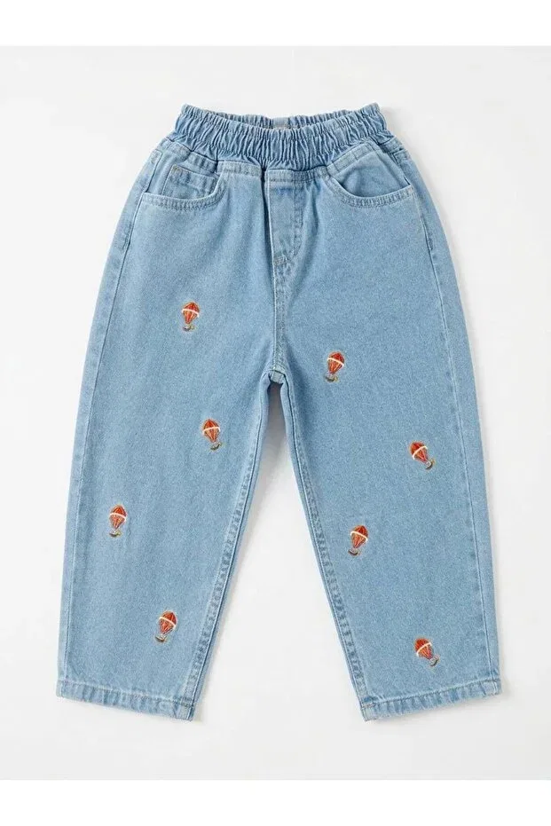 Детские джинсовые брюки для девочек с вышивкой Laciel paris kids denim trousers Generic Brands, Blue — фото 2