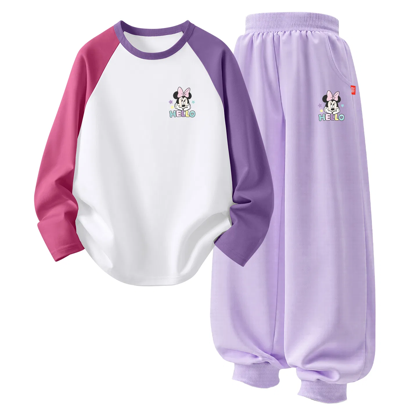 Детский комплект спортивной одежды тонкий дышащий Disney Di Xing Yu Ni K Rose Purple+Di Xing Yu Ni K Taro Purple