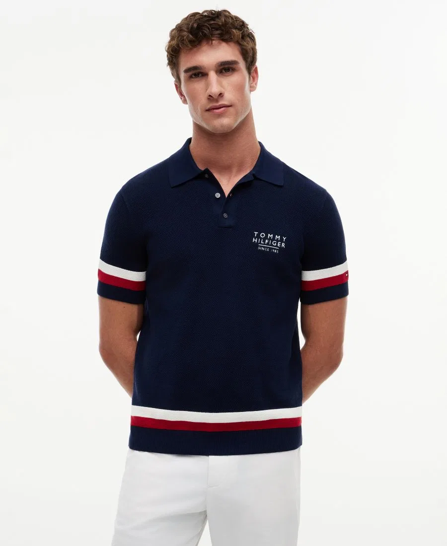 Свитер-поло с коротким рукавом Tommy Hilfiger, Carbon Navy