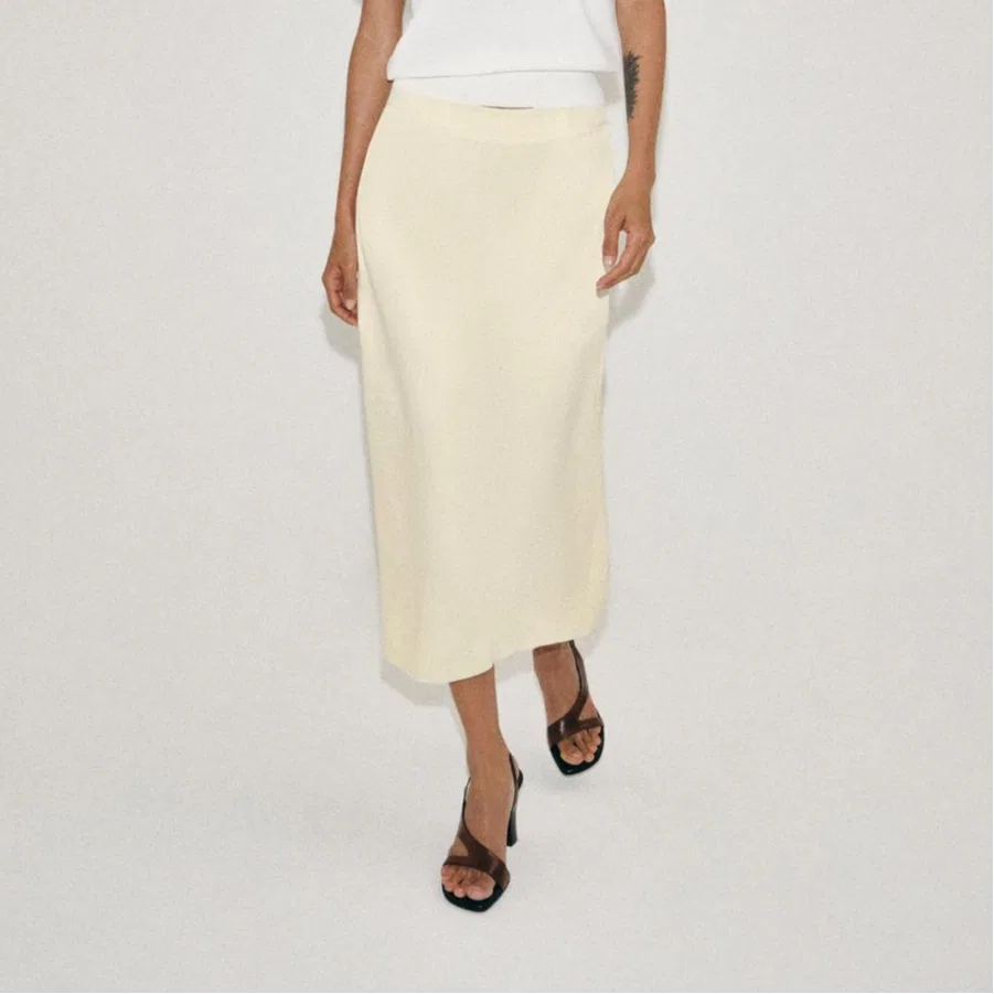 Женская длинная юбка повседневная с моделью ZARA, Raw White — фото 4