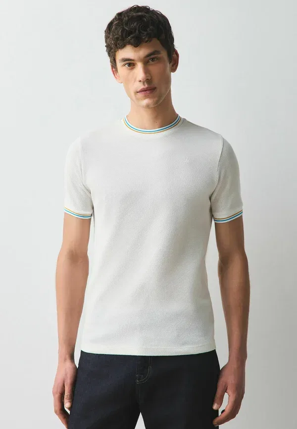 Футболка хлопковая Regular Fit Tipped Slim T-shirt Next, Ecru, экрю