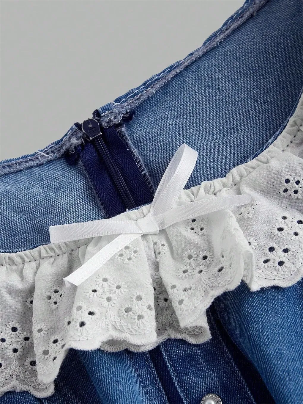 Женское мини-платье с воротником-стойкой и застежкой-молнией, Blue — фото 4