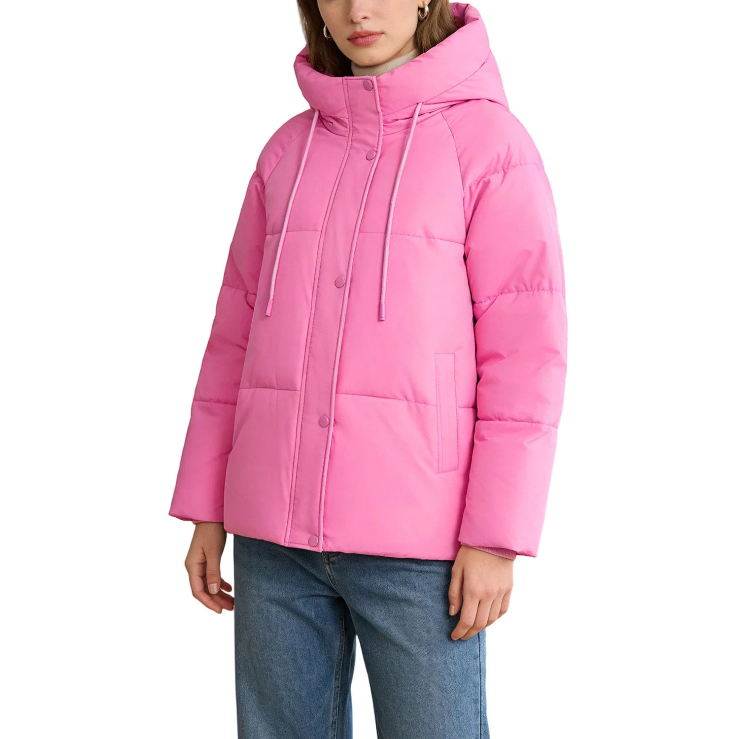 Женское короткое стеганое пальто с капюшоном, Rosa