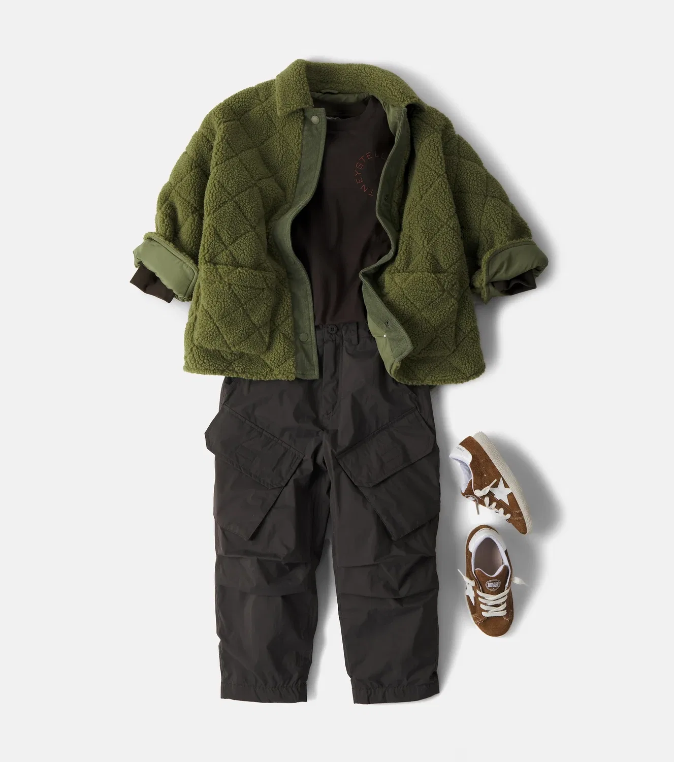 Стеганая куртка с флисом Stella Mccartney Kids, зеленый — фото 2