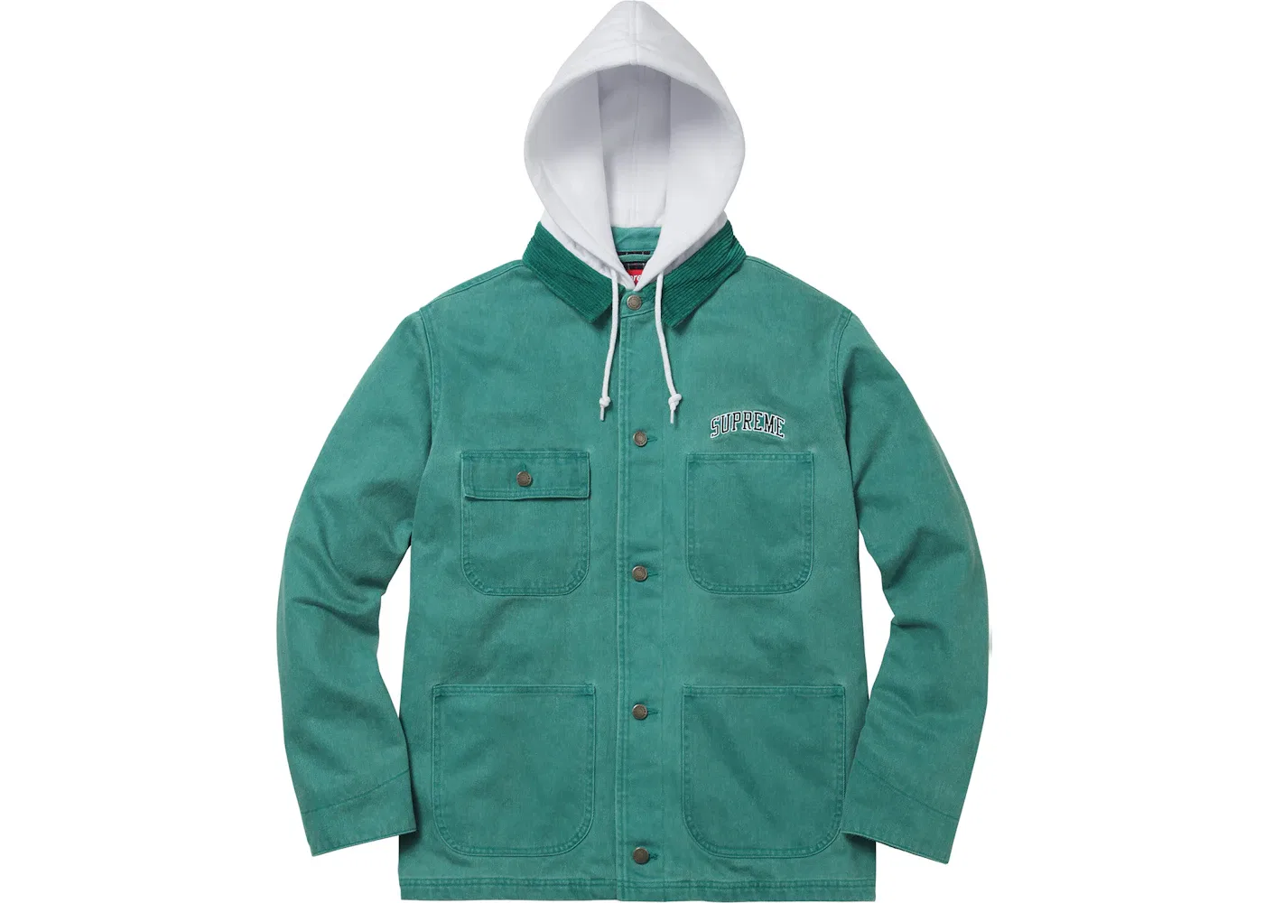 Мужское пальто-спецовка с капюшоном Supreme, Teal