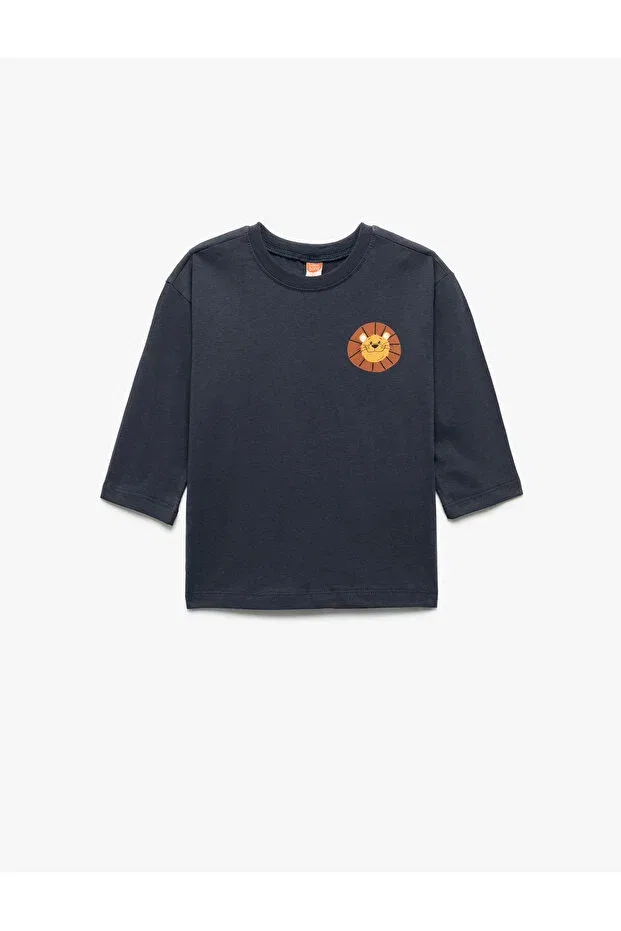 Детское для мальчиков хлопковое футболка с длинным рукавом Koton, Navy Blue