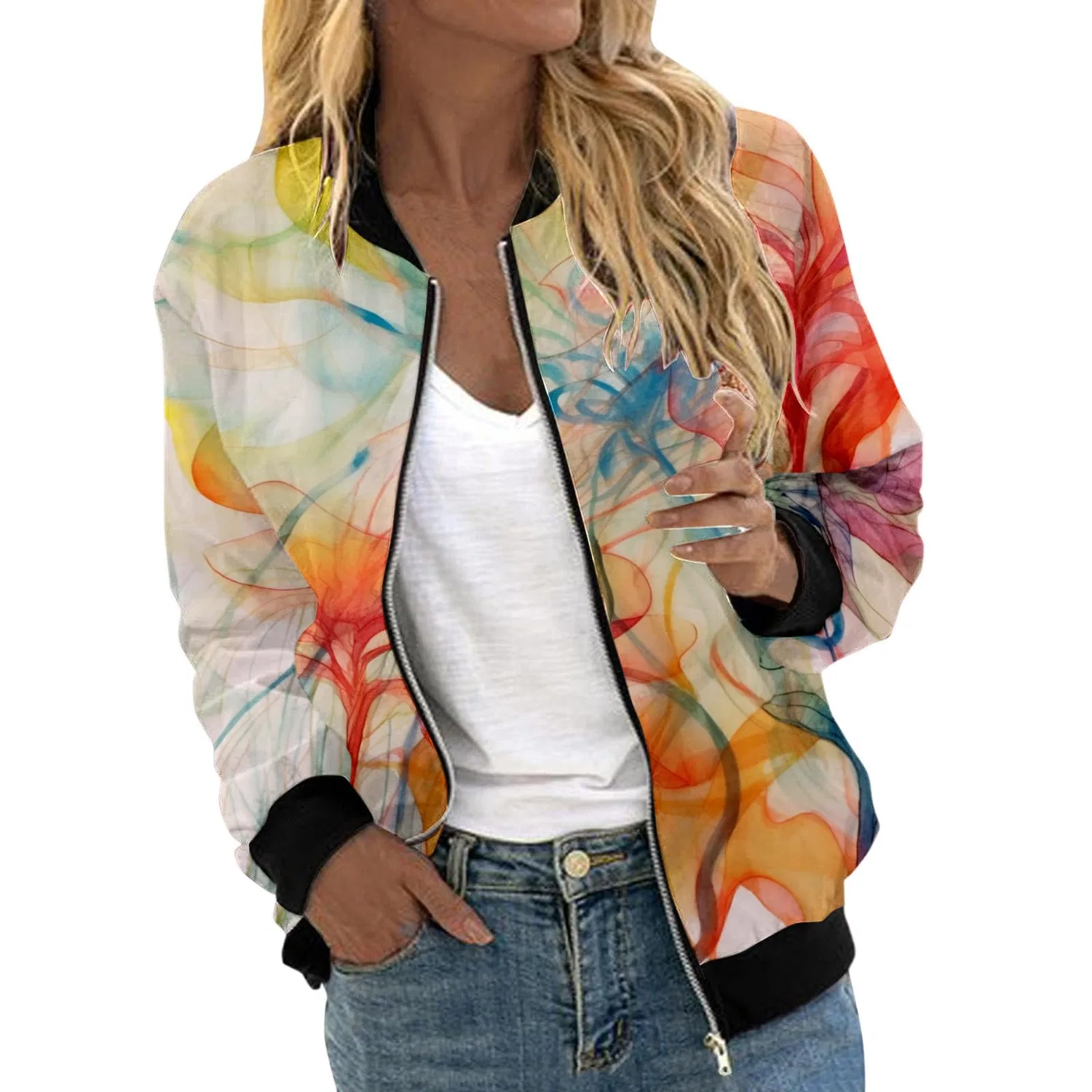 Женская куртка-бомбер с вышивкой Aviator Jacket, Giallo