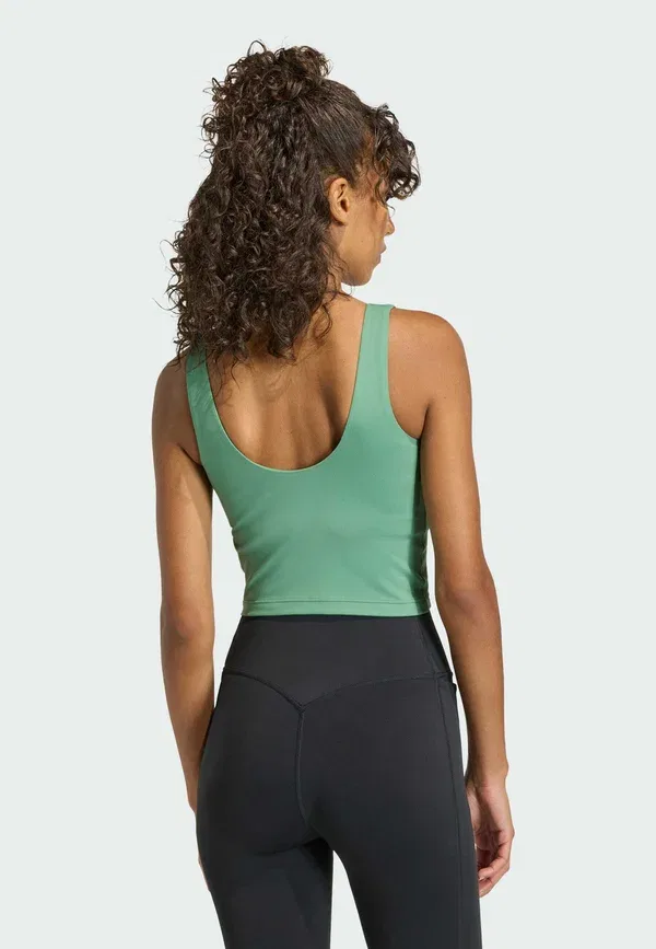 Легкая поддерживающая майка studio all me с 3 полосками Adidas Performance, зеленый — фото 2