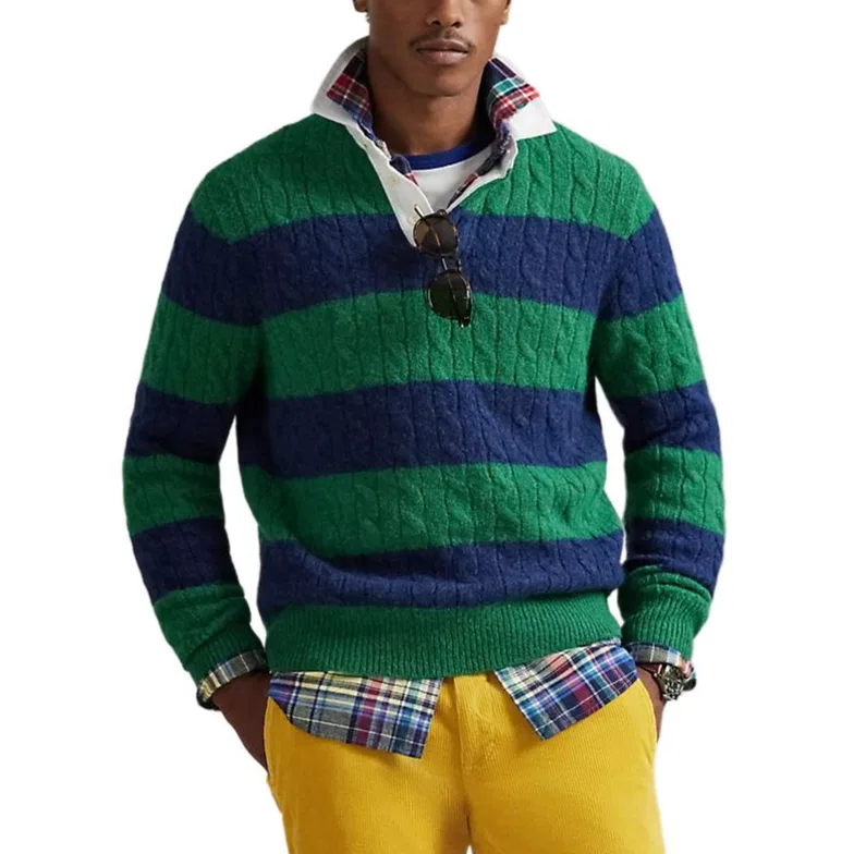 Мужской свитер с длинным рукавом FW25 Sweater Standard Polo Ralph Lauren, Green Marine Blue Combination — фото 3