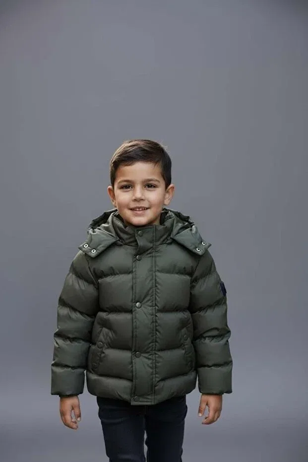 Детское зимнее пальто для девочек пуховик Benitto Kids, Khaki — фото 4
