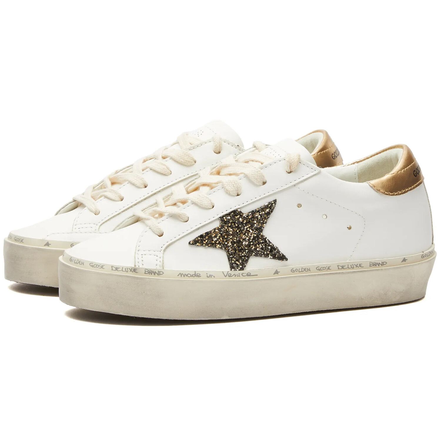Кроссовки Golden Goose Hi Sar Leather, белый/черный/золотой — фото 2