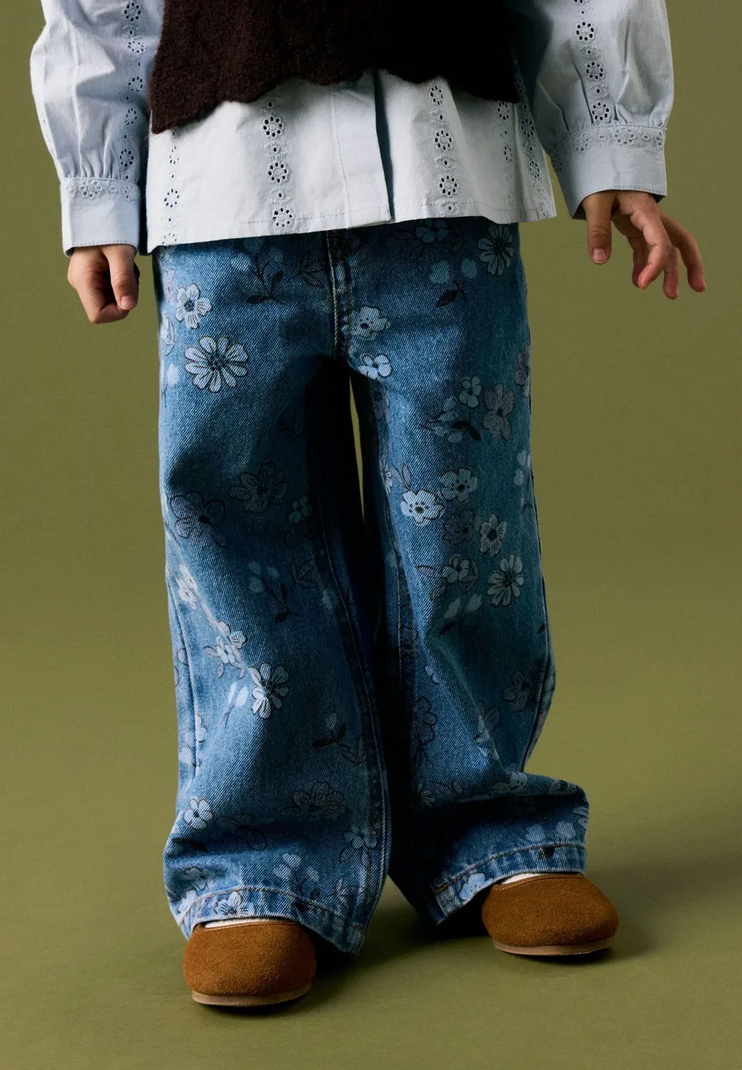 Джинсы Nmfrose wide aop 2633-im - джинсы свободного кроя Name It, Medium Blue Denim Aop:Flower