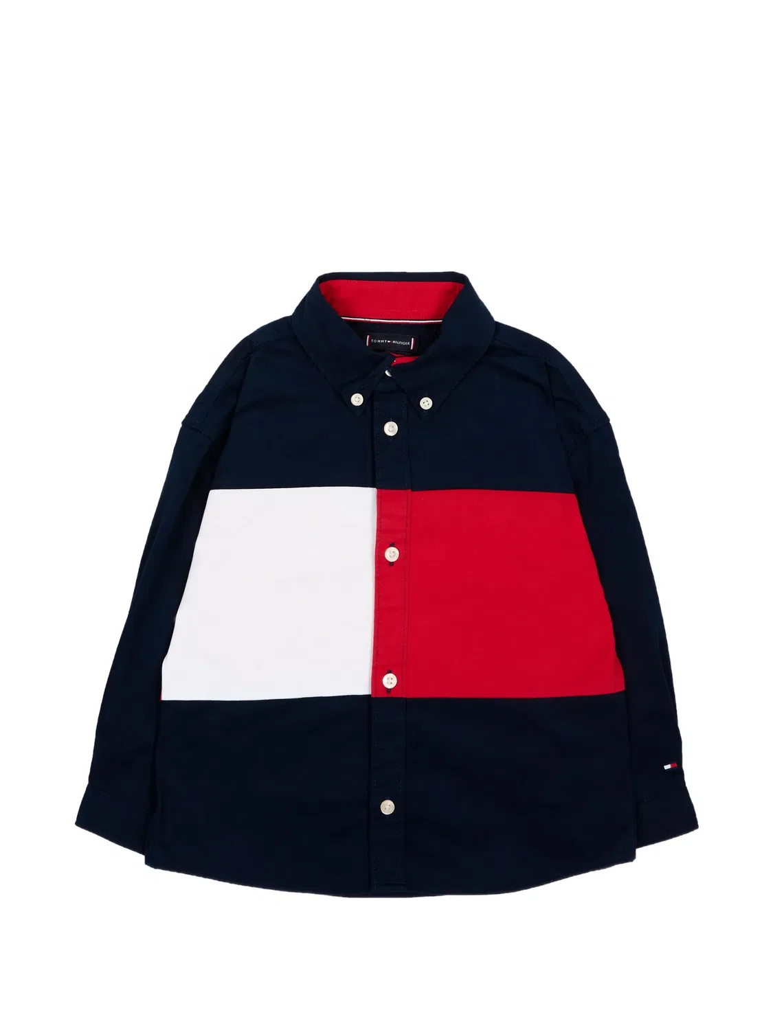 Рубашка с логотипом и вставками Tommy Hilfiger Junior, синий