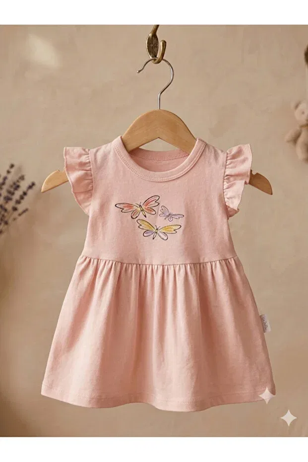 Детское платье для девочек с принтом Butterfly Printed Mihrumay, Pink