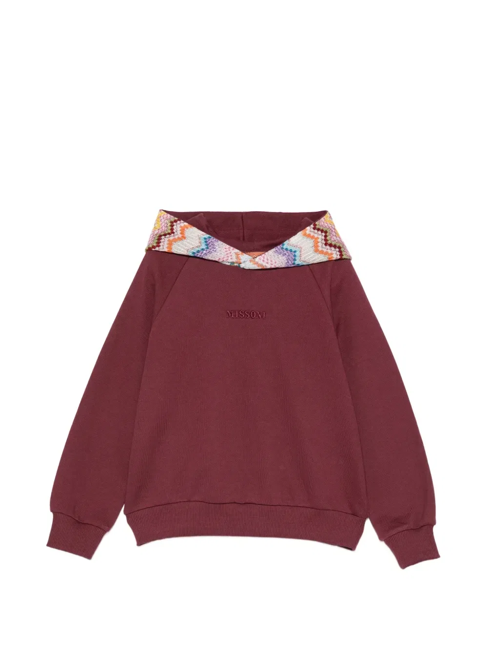Худи из хлопка с вышитым логотипом и зигзагообразной отделкой Missoni Kids, красный
