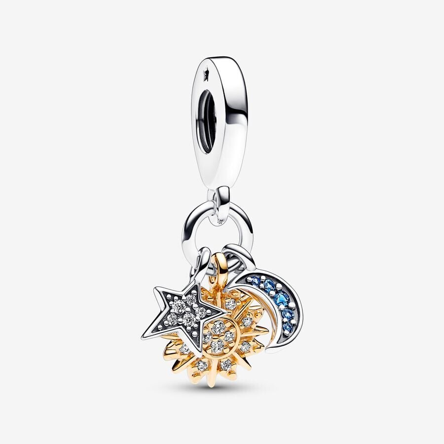 

Шарм-подвеска Pandora Moments Two-tone Celestial Triple, золото/серебро