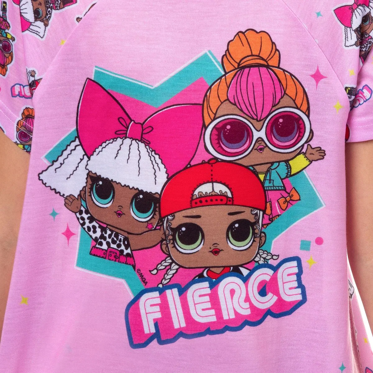 Детская ночная рубашка для девочек с принтом LOL Surprise Diva Neon QT MC Swag INTIMO, Pink — фото 2