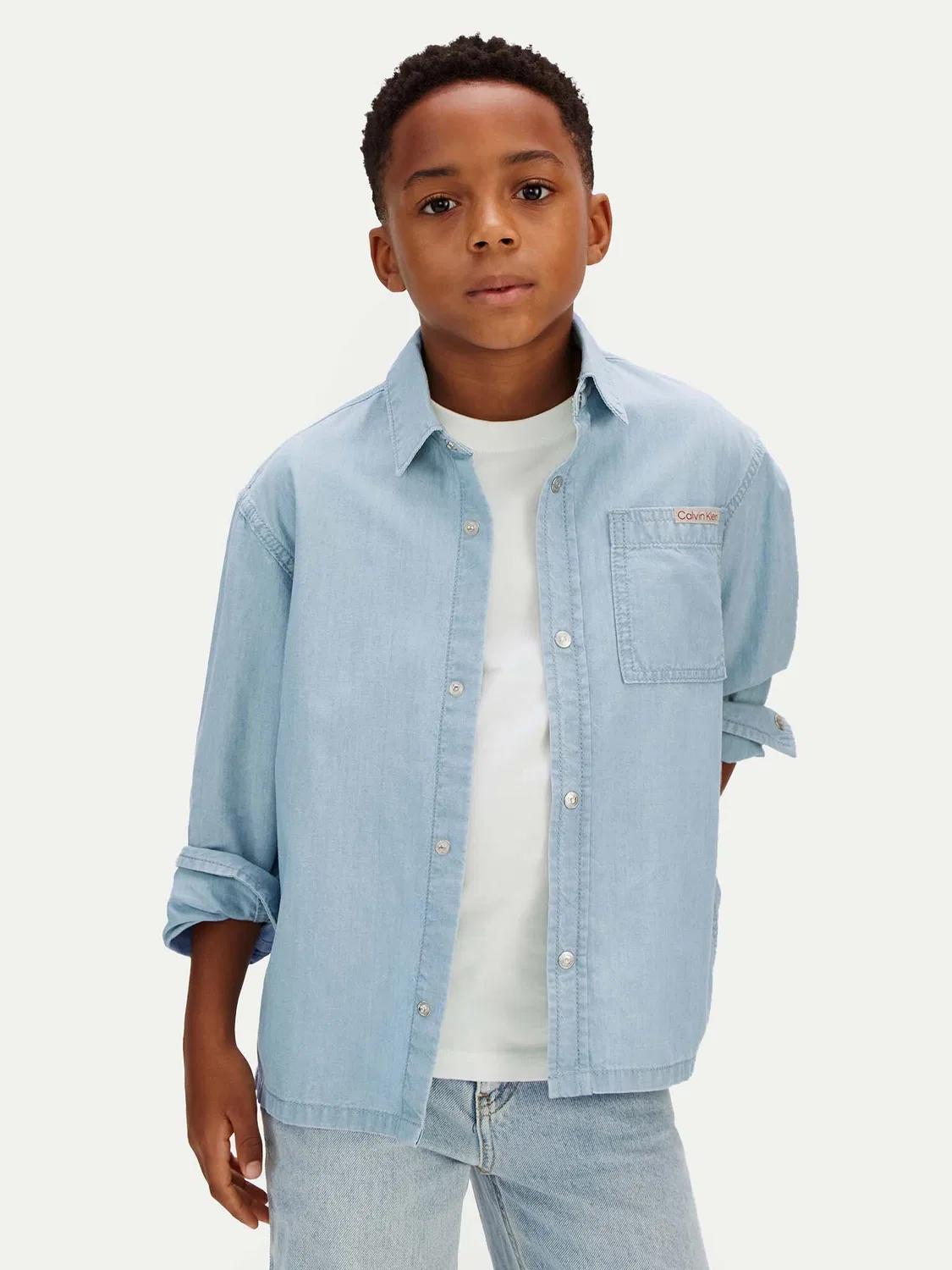 Джинсовая рубашка стандартного кроя для мальчика Calvin Klein Jeans, синий