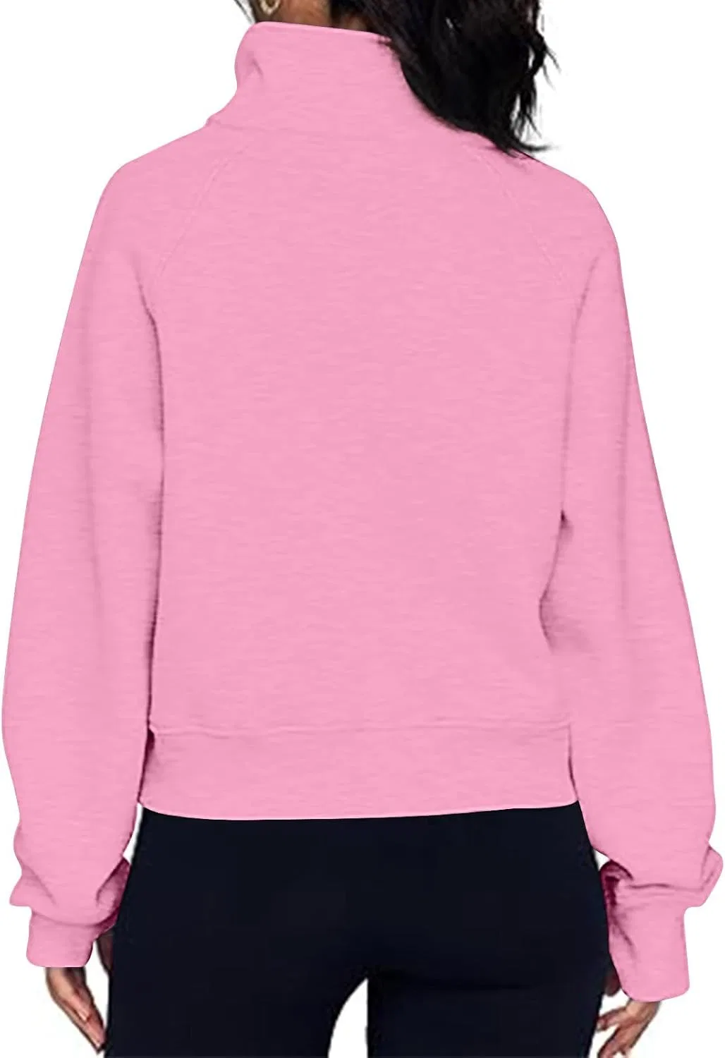 Женский свитшот на молнии с длинным рукавом, с карманами, Half Zip Fleece, розовый — фото 2